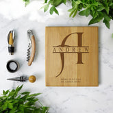 Personalised Wine Accessory Gift Set Engraved With Alphabet and Name ukgiftstoreonline Bamboo
