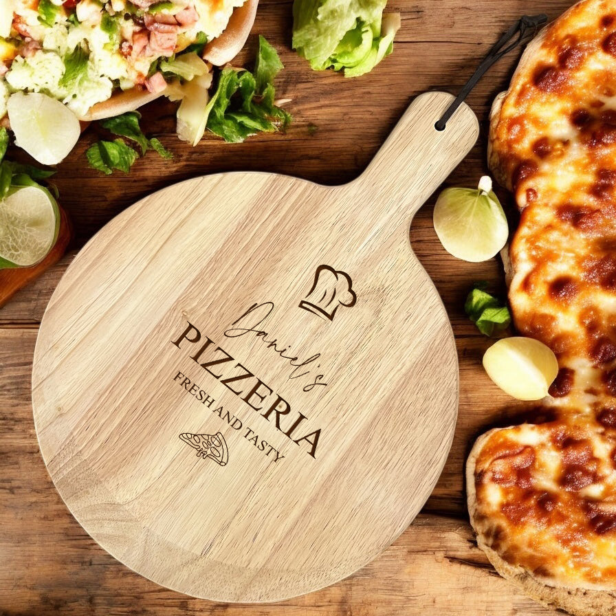 Large Personalised Custom Pizza Board Serving Tray Handle Paddle Pizzeria ukgiftstoreonline