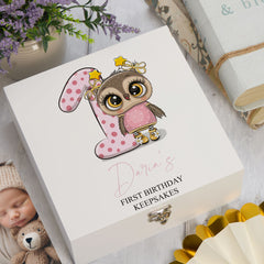 ukgiftstoreonline Personalised Baby Girl First Birthday Keepsake Memory Box Gift