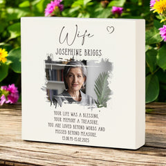 Personalised Wife Memorial Sympathy Plaque Indoor or Outdoor With Photo