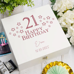 ukgiftstoreonline Personalised Any Age Birthday Gift Keepsake Memory Box Star Design 18th, 21st, 30th, 40th, 50th, 60th
