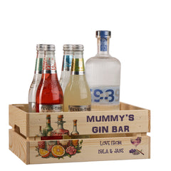 Personalised Gin Bar Treat Hamper Wooden Crate Gift For Her storage crate ukgiftstoreonline