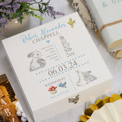 ukgiftstoreonline Personalised Rabbit Baby Boy Keepsake Memory Box Gift