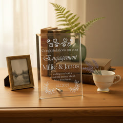 Personalised Engraved Elegant Glass Plaque Engagement Gift
