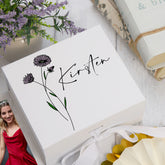 Personalised Birth Flower Birthday Keepsake Box Memory gift box