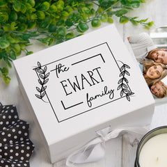 ukgiftstoreonline Personalised Family Name Leaf Design Keepsake Memory Box