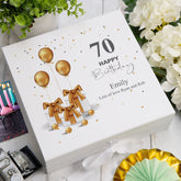 Personalised 70th Birthday Keepsake Memory Box Gold Presents