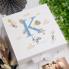 ukgiftstoreonline Personalised Baby Cute Mouse Themed Monogram Keepsake Memory Box