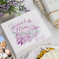Personalised Special Mum Pink and Purple Butterfly Keepsake Memory Box Gift