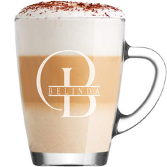 Personalised Engraved Glass Coffee Cup, Tea Cup, Stylish Name and Initial