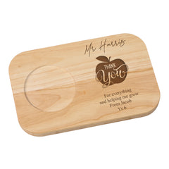 Personalised Gift For Teacher Wooden Drink Serving Board apple Design ukgiftstoreonline