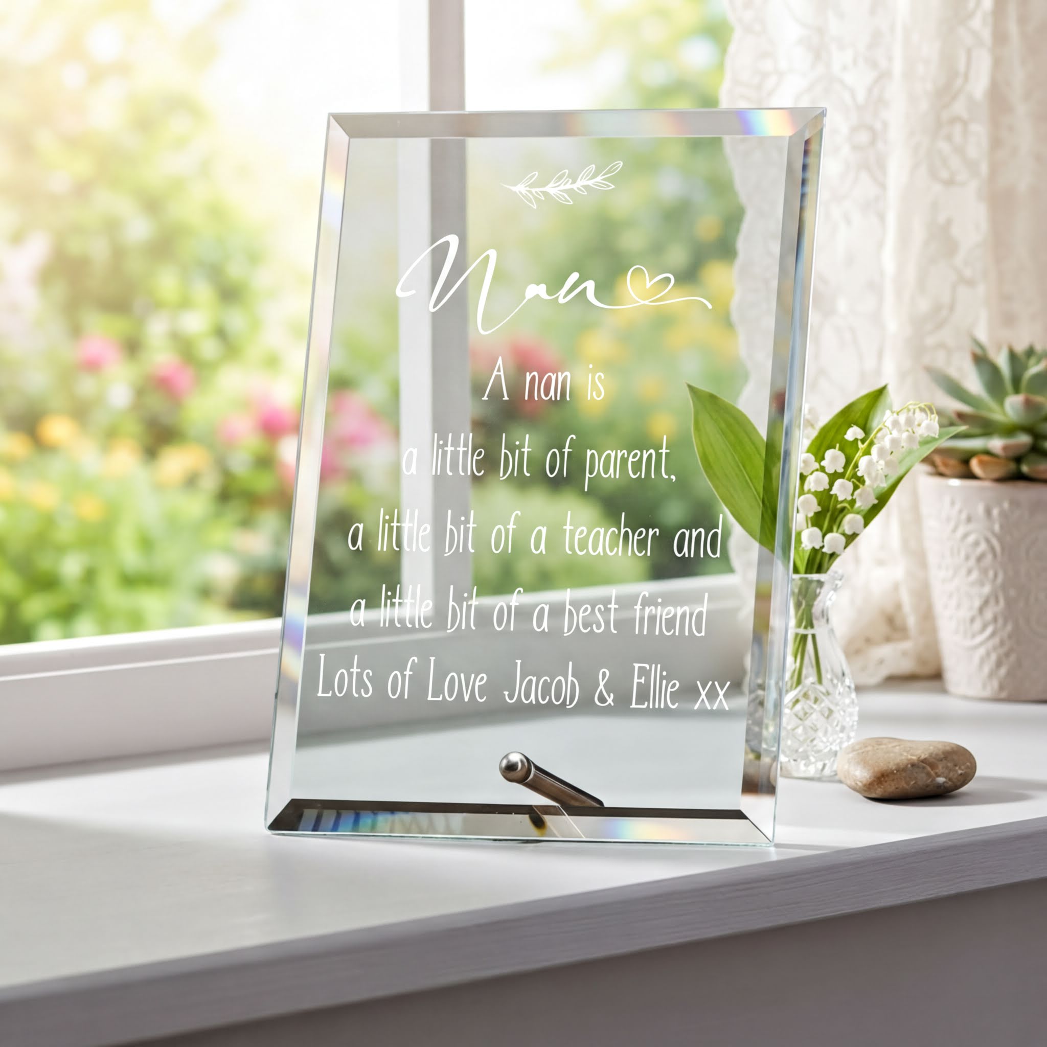 Personalised Nan Keepsake Gift Glass Plaque With Sentiment Personalised Plaque Sign ukgiftstoreonline