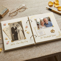 ukgiftstoreonline Personalised Large Wooden 50th Anniversary Scrapbook Photo Album Keepsake Scrapbook Guest Book ukgiftstoreonline