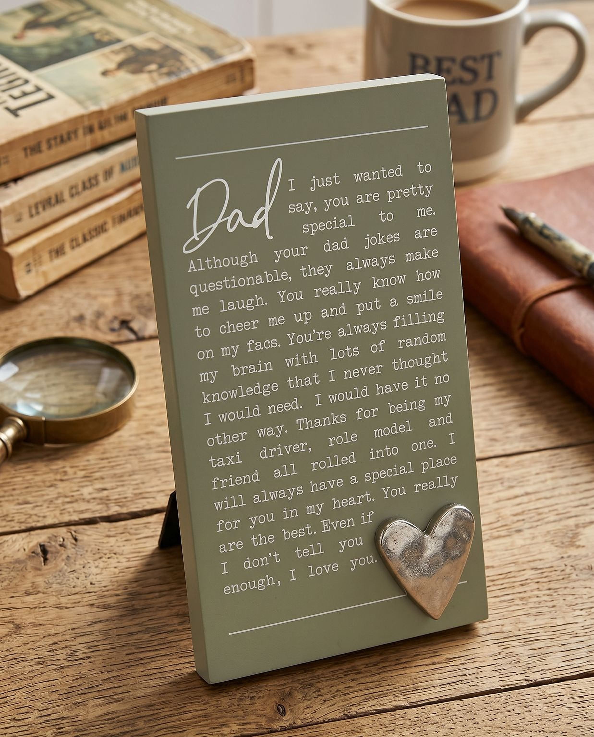 Dad Plaque Gift – Raised Silver Heart Plaque With Sentimental Quote & Elegant Display Nan Photo Frame ukgiftstoreonline