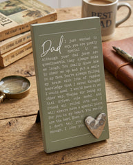 Dad Plaque Gift – Raised Silver Heart Plaque With Sentimental Quote & Elegant Display Nan Photo Frame ukgiftstoreonline