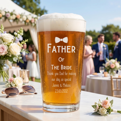 Personalised Engraved Father of The Bride Beer Pint Glass Gift personalised beer glasses ukgiftstoreonline