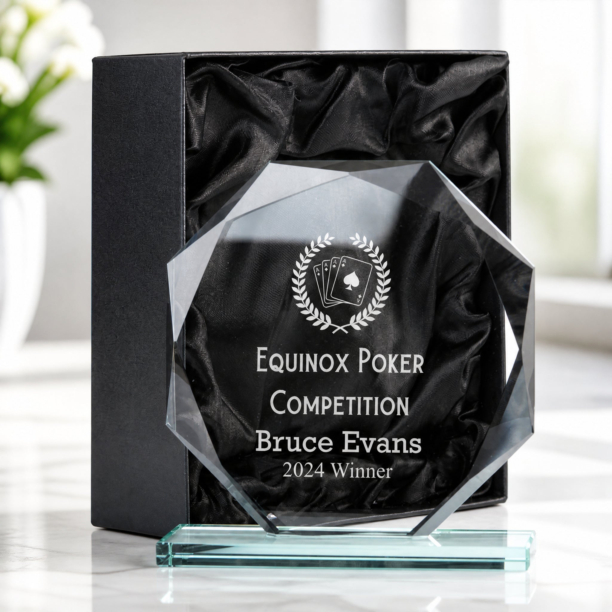 Large Jade Glass Personalised 15cm Poker Or Cards Trophy Award Engraved Jade Glass ukgiftstoreonline