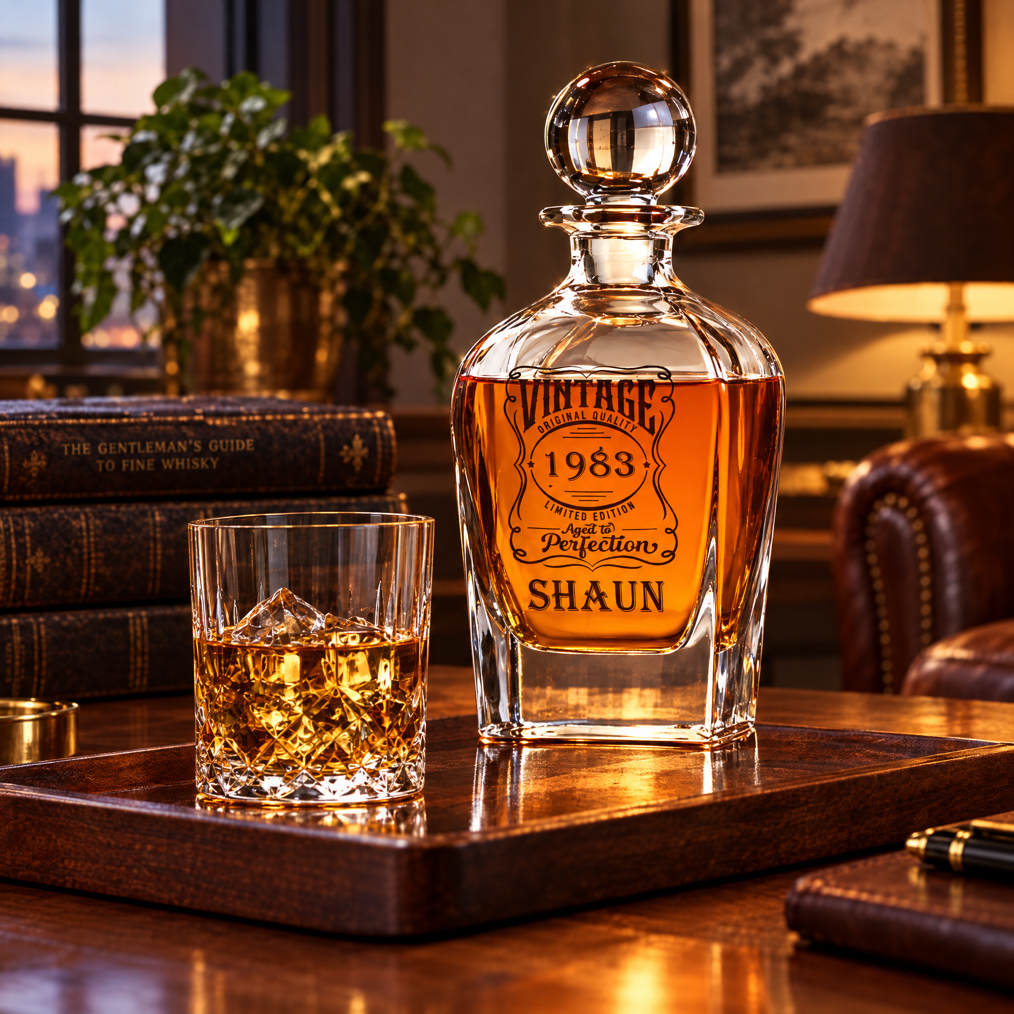 Personalised Birthday Vintage Glass Whiskey Decanter Gift Whiskey Decanter ukgiftstoreonline