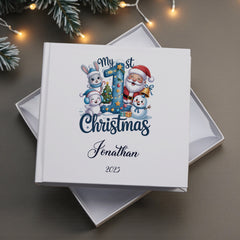 Personalised Baby Boy First Christmas Photo Album In Gift Box