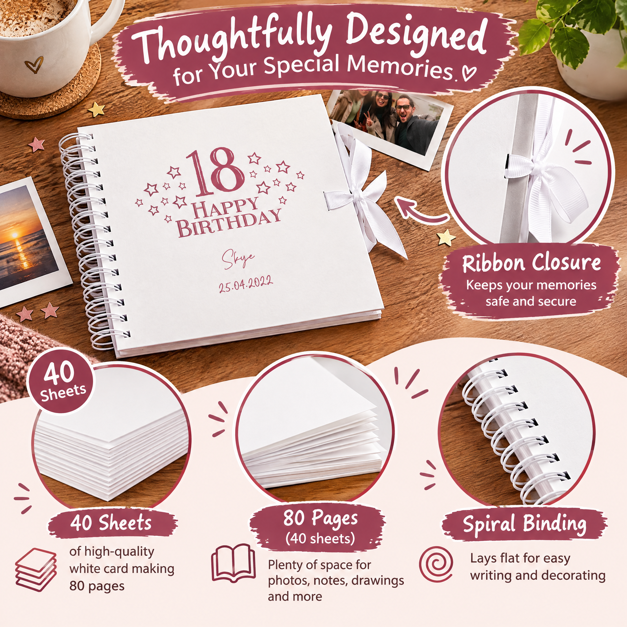Personalised Any Age Birthday Scrapbook Photo Album Guest Book Star Design 18th, 21st, 30th, 40th, 50th, 60th Birthday Photo Album ukgiftstoreonline