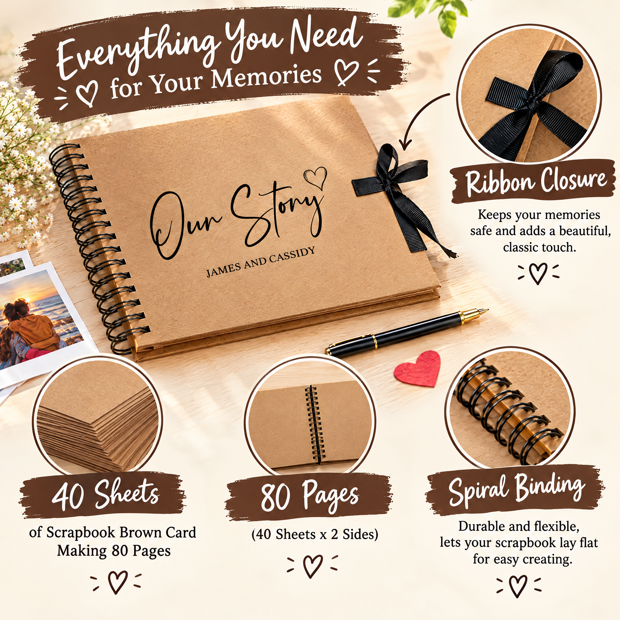 Personalised Our Story Love Brown Scrapbook Photo Album Scrapbook ukgiftstoreonline