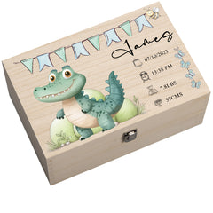 Personalised Wooden Baby Memory Keepsake Box With Cute Animals