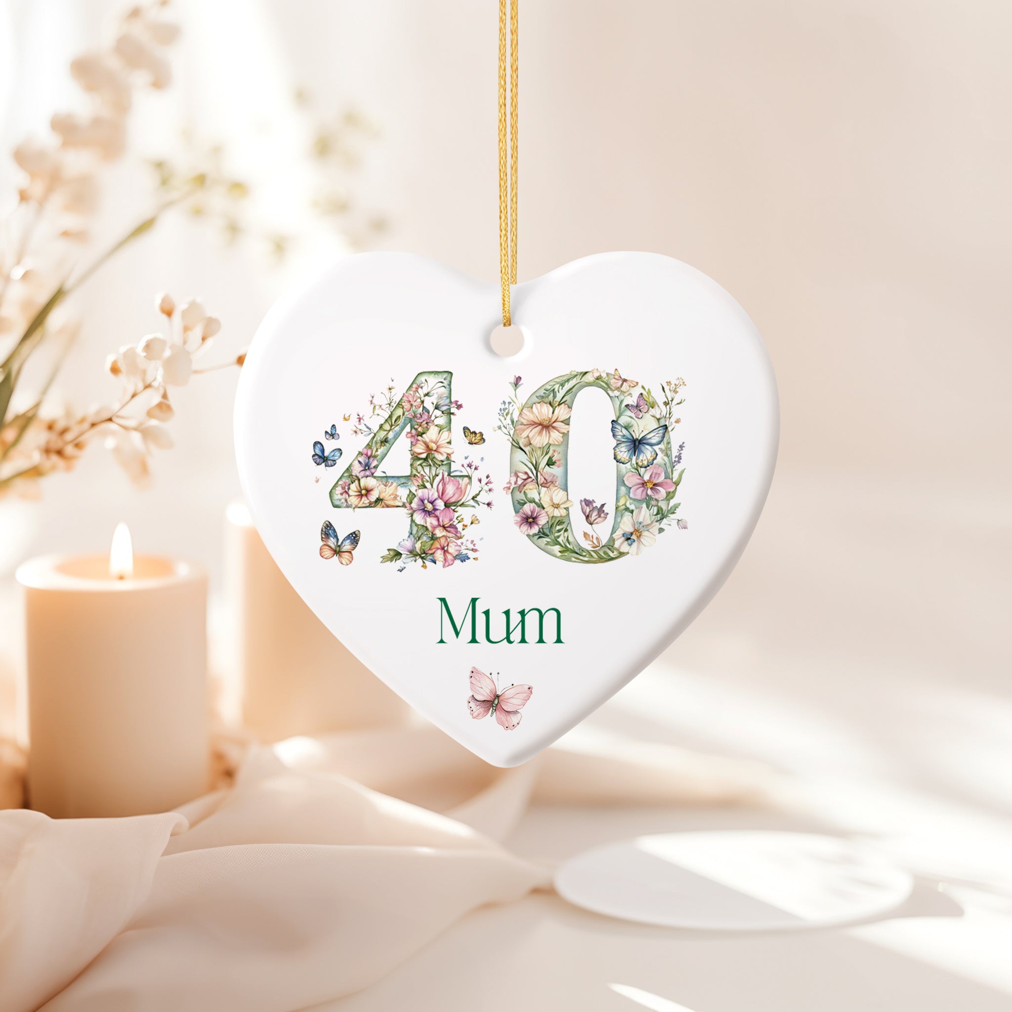 Personalised Landmark Birthday Butterfly and Flowers Heart Gift 13th 16th 18th 21st 30th 40th 50th 60th 70th 80th 90th Personalised Heart Gifts ukgiftstoreonline 40