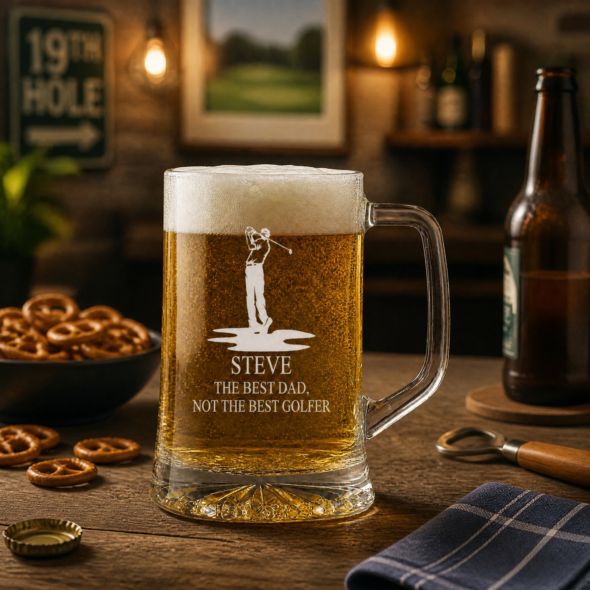 Personalised Engraved Pint Glass Beer Tankard Sports Award Golf Theme personalised beer glasses ukgiftstoreonline