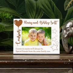 Personalised Cousins Photo White Wooden Frame Balloon Design