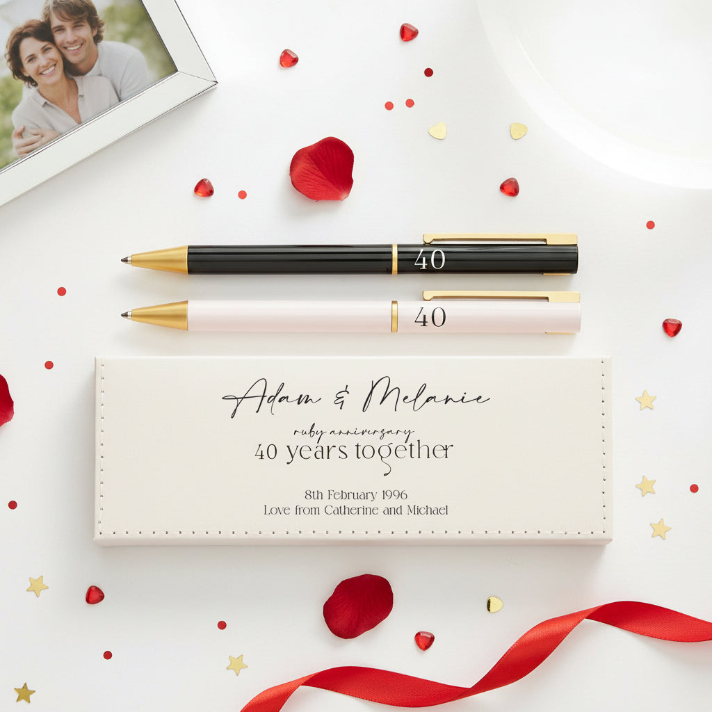 40th Anniversary Pen Set Personalised and Gift Boxed Anniversary Gifts ukgiftstoreonline
