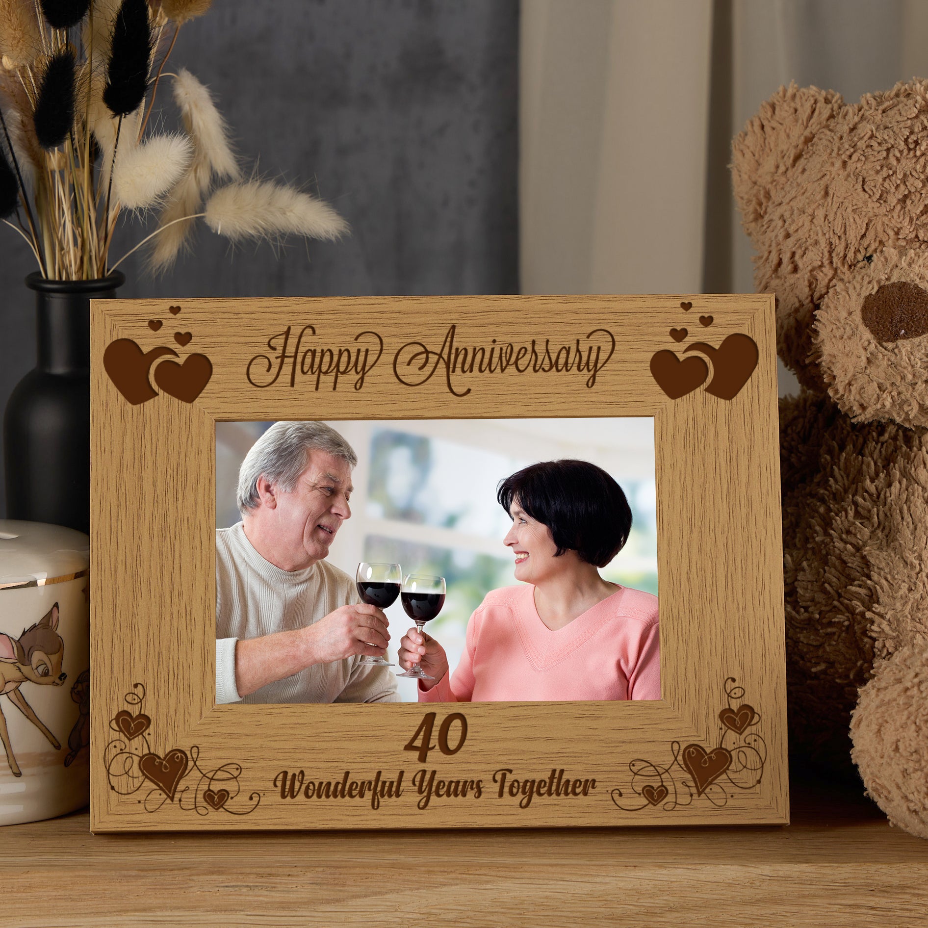 Happy 40th Anniversary Wooden Photo Frame Gift Anniversary Photo Frame ukgiftstoreonline