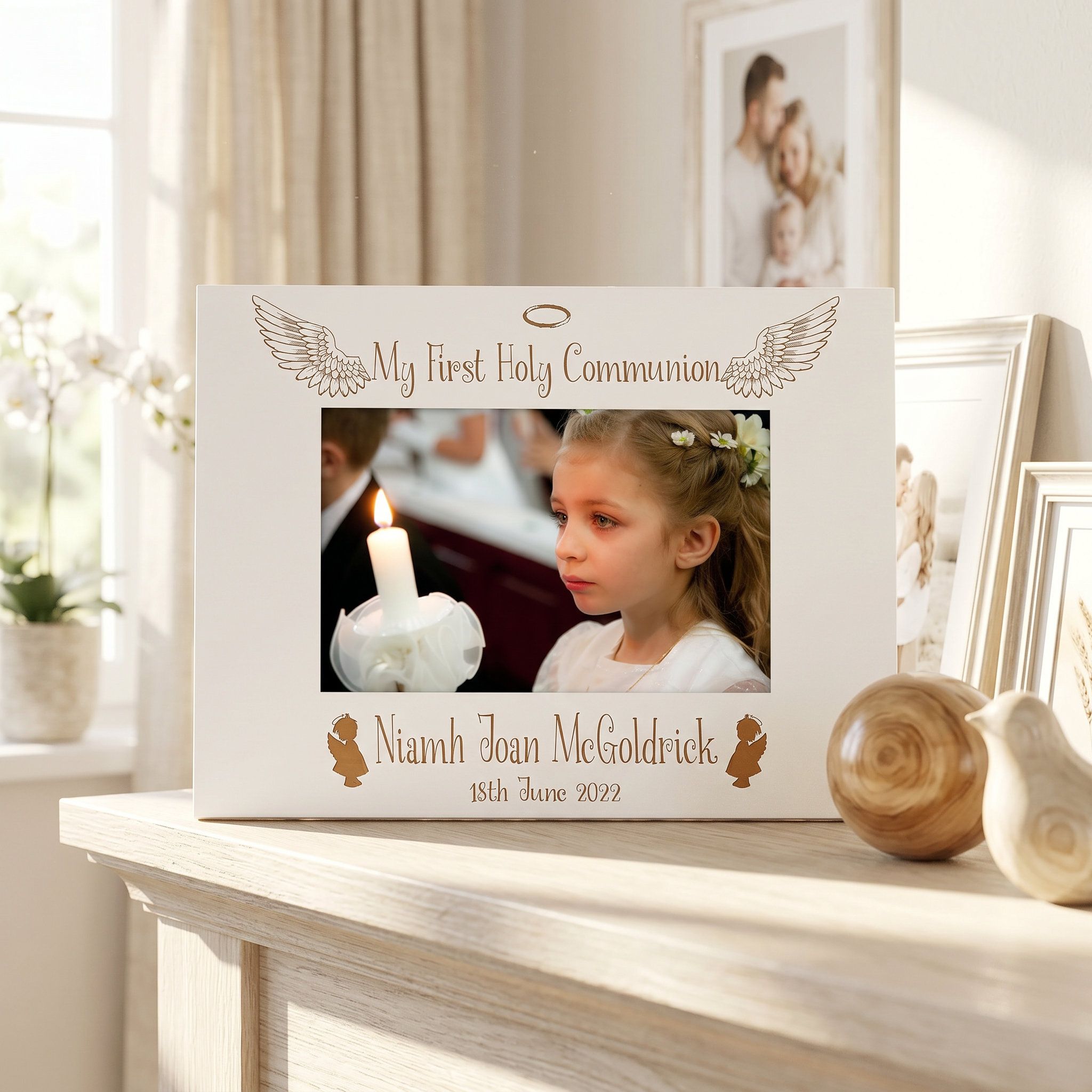 White Girls First Holy Communion Personalised Photo Frame Gift ukgiftstoreonline