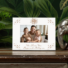 Personalised Best Dad Ever Landscape White Wooden Photo Frame