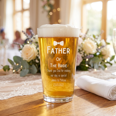 Personalised Engraved Father of The Bride Beer Pint Glass Gift personalised beer glasses ukgiftstoreonline