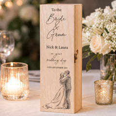 Personalised Wooden Wine or Champagne Box Wedding Keepsake Gift Couple Champagne Bottle Holder ukgiftstoreonline