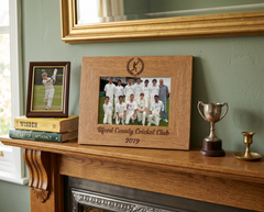 Personalised Cricket Photo Frame – Engraved Wooden Oak Frame With Stand Photo Frame ukgiftstoreonline