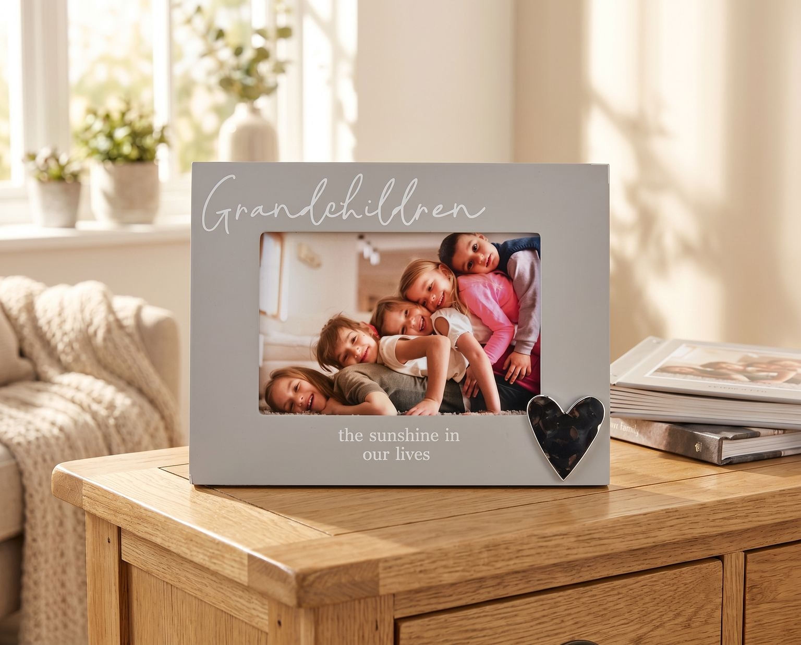 Grandchildren Silver Heart Photo Frame 6'x4' Picture with Sentiment, Freestanding and Gift Boxed photo frame ukgiftstoreonline