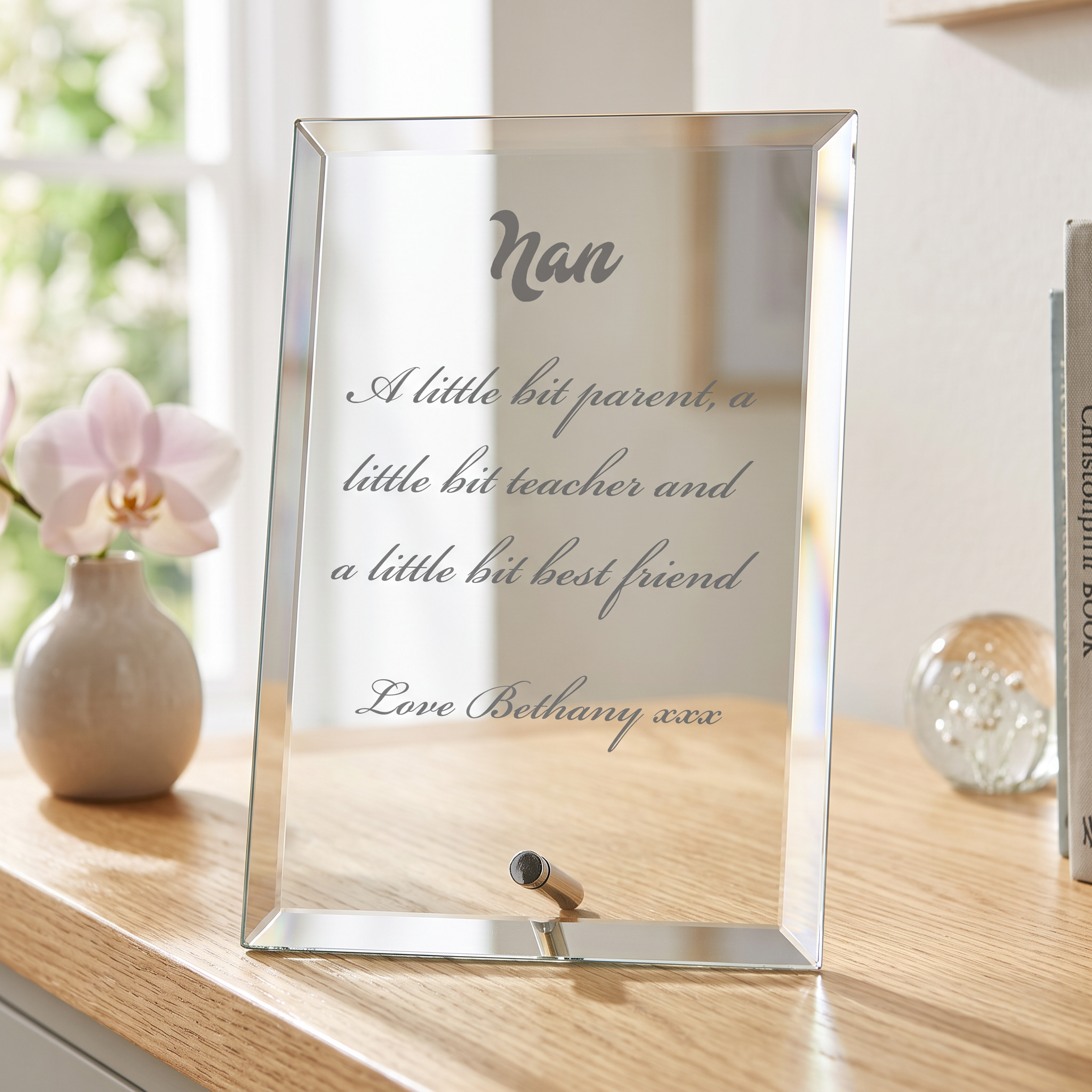 Personalised Nan Glass Plaque | Engraved 4In X 5In Gift For Nan Personalised Crystal Glass ukgiftstoreonline