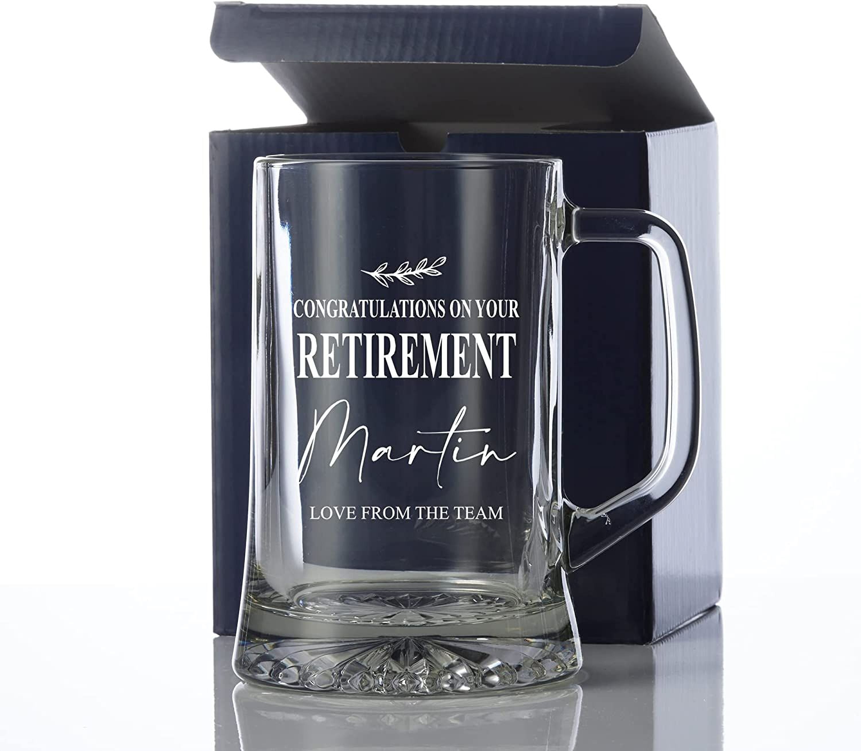 Personalised Retirement Beer Glass Tankard Gift Boxed personalised beer glasses ukgiftstoreonline