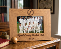 Personalised Cricket Photo Frame – Engraved Wooden Oak Frame With Stand Photo Frame ukgiftstoreonline