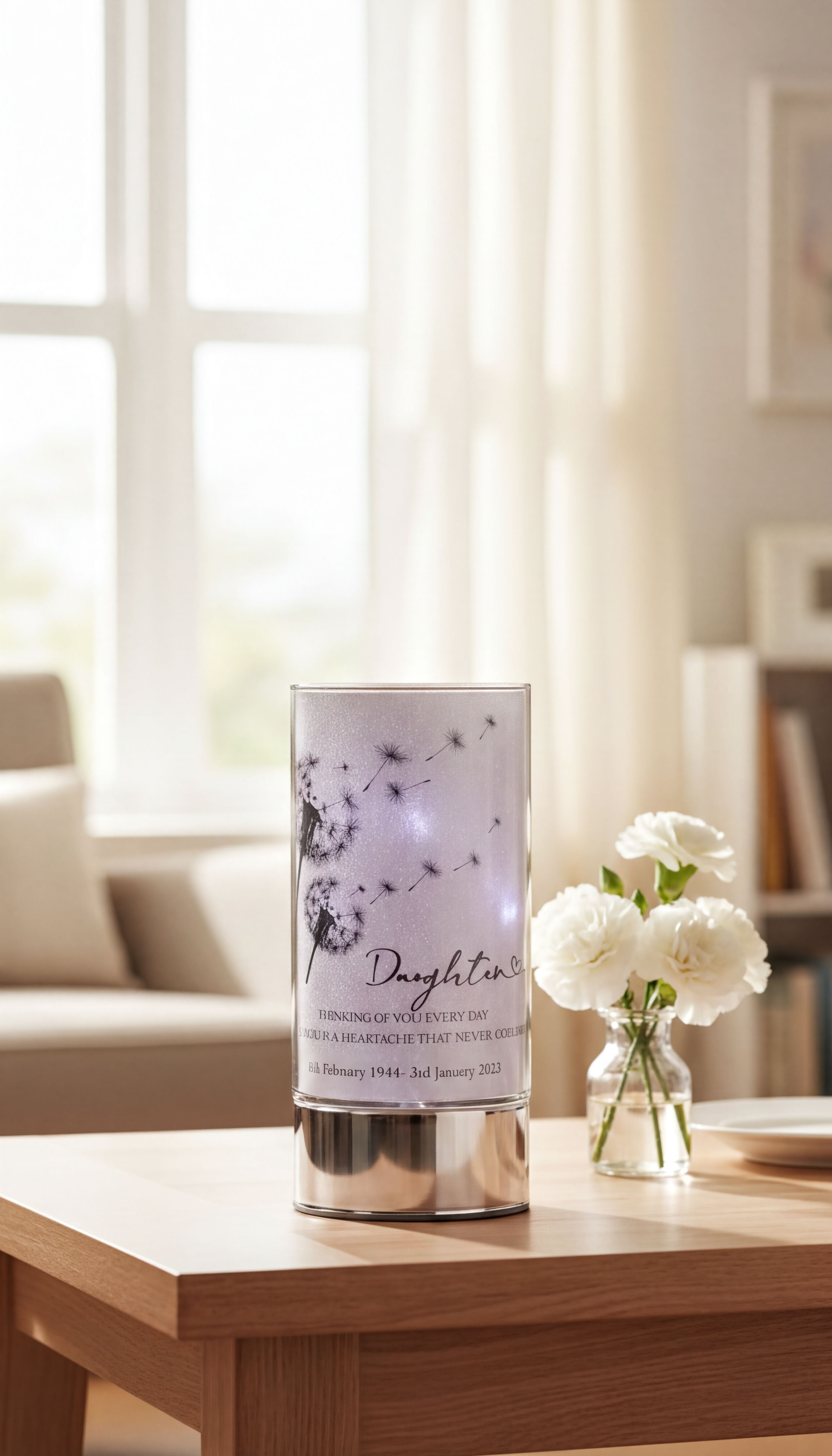 Personalised Daughter In Loving Memory Led Lamp With Dandelions Sympathy Gift Personalised Lights ukgiftstoreonline
