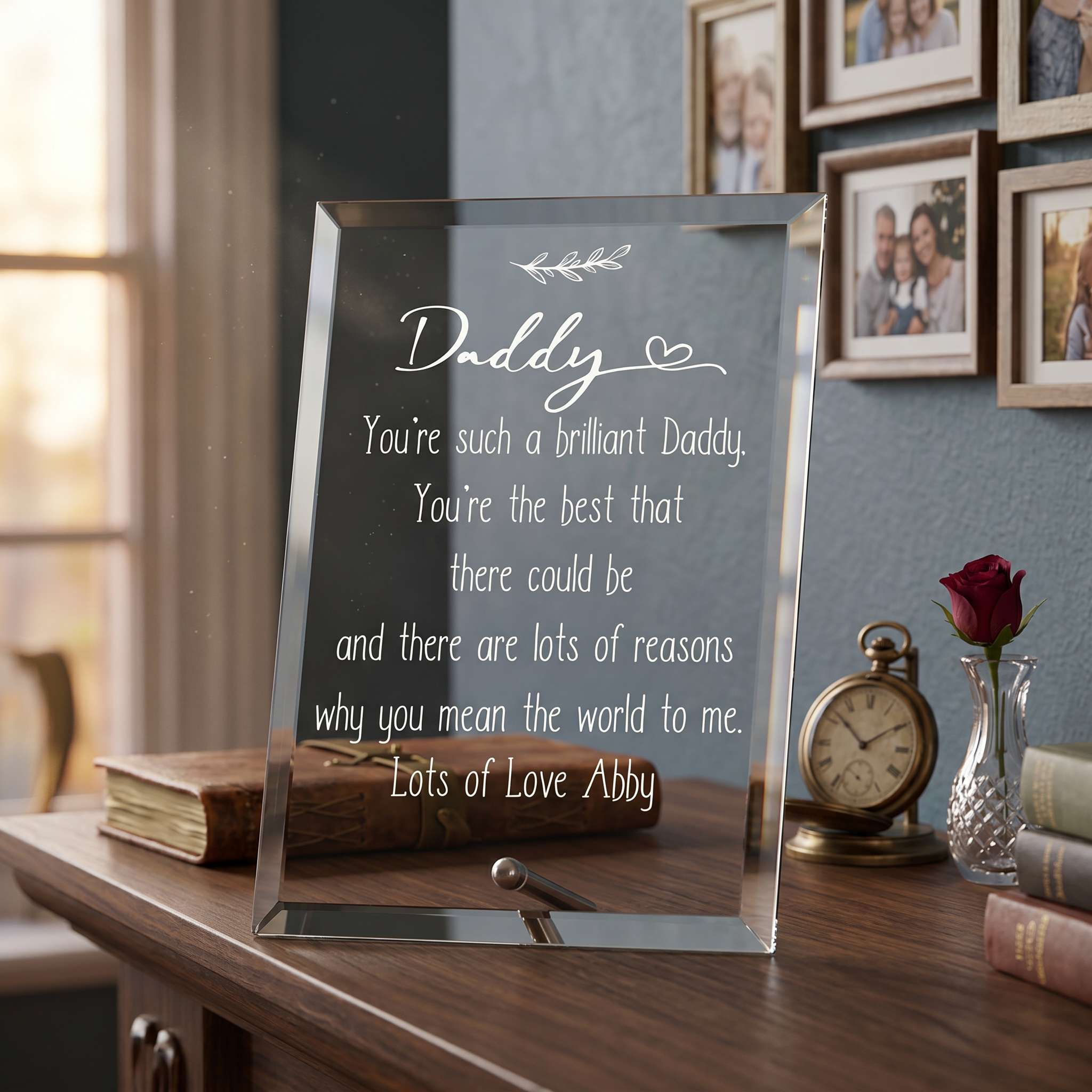 Personalised Daddy Keepsake Gift Glass Plaque With Sentiment Personalised Plaque Gift ukgiftstoreonline