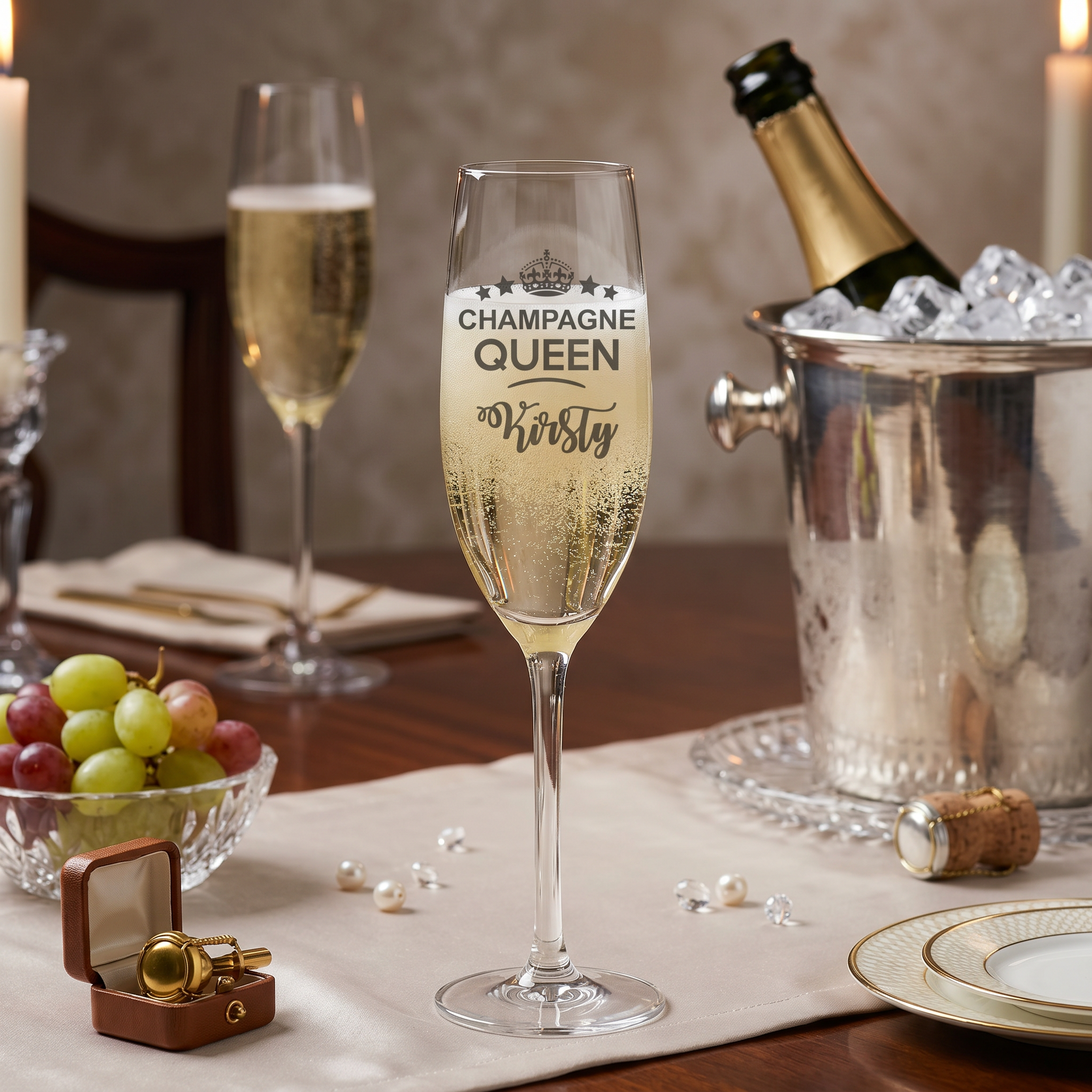 Personalised Champagne Glass - Engraved Flute Gift For Champagne Lover Personalised Champagne Glasses ukgiftstoreonline