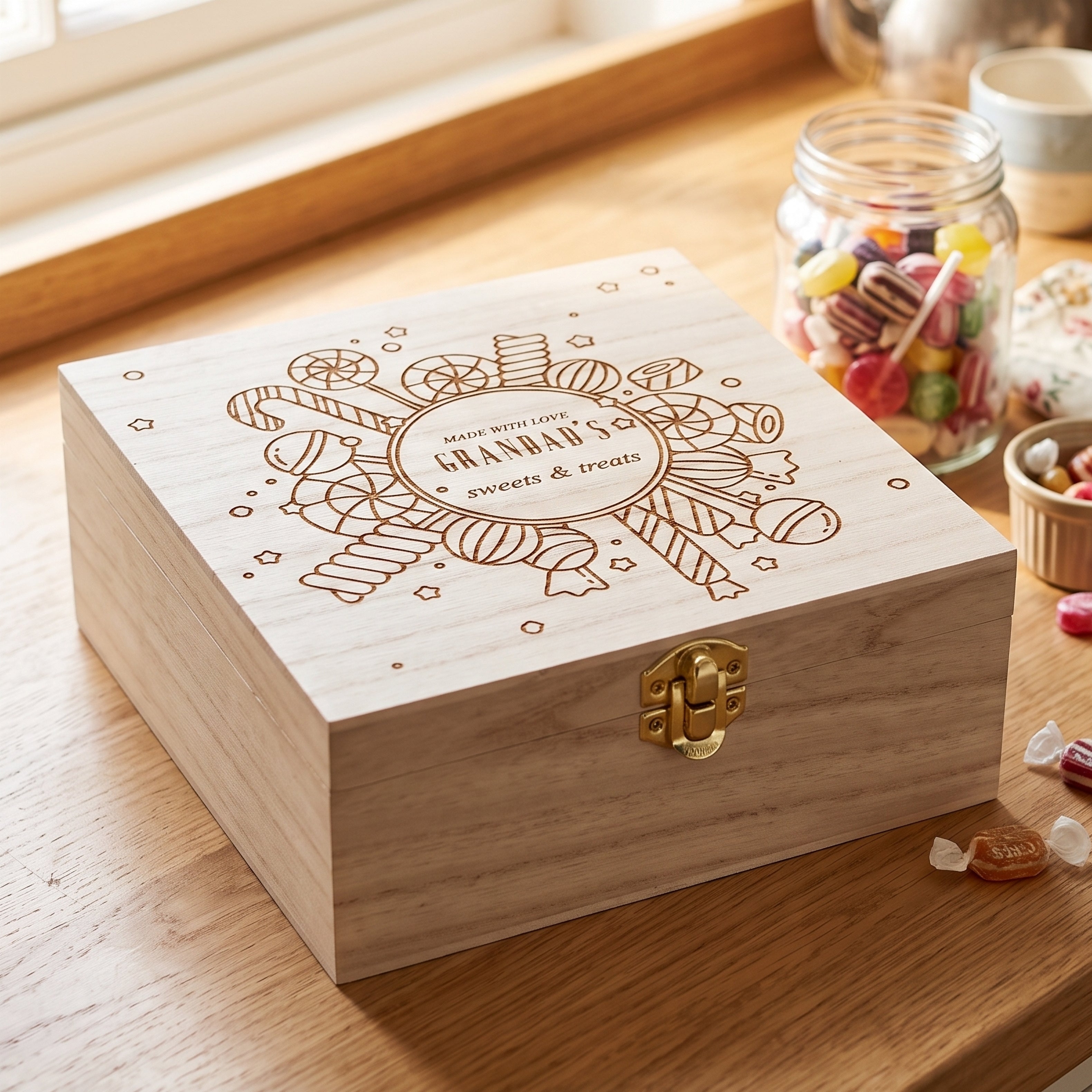 Personalised Wooden Gift Box – Custom Engraved Candy Storage Keepsake Personalised Gifts ukgiftstoreonline