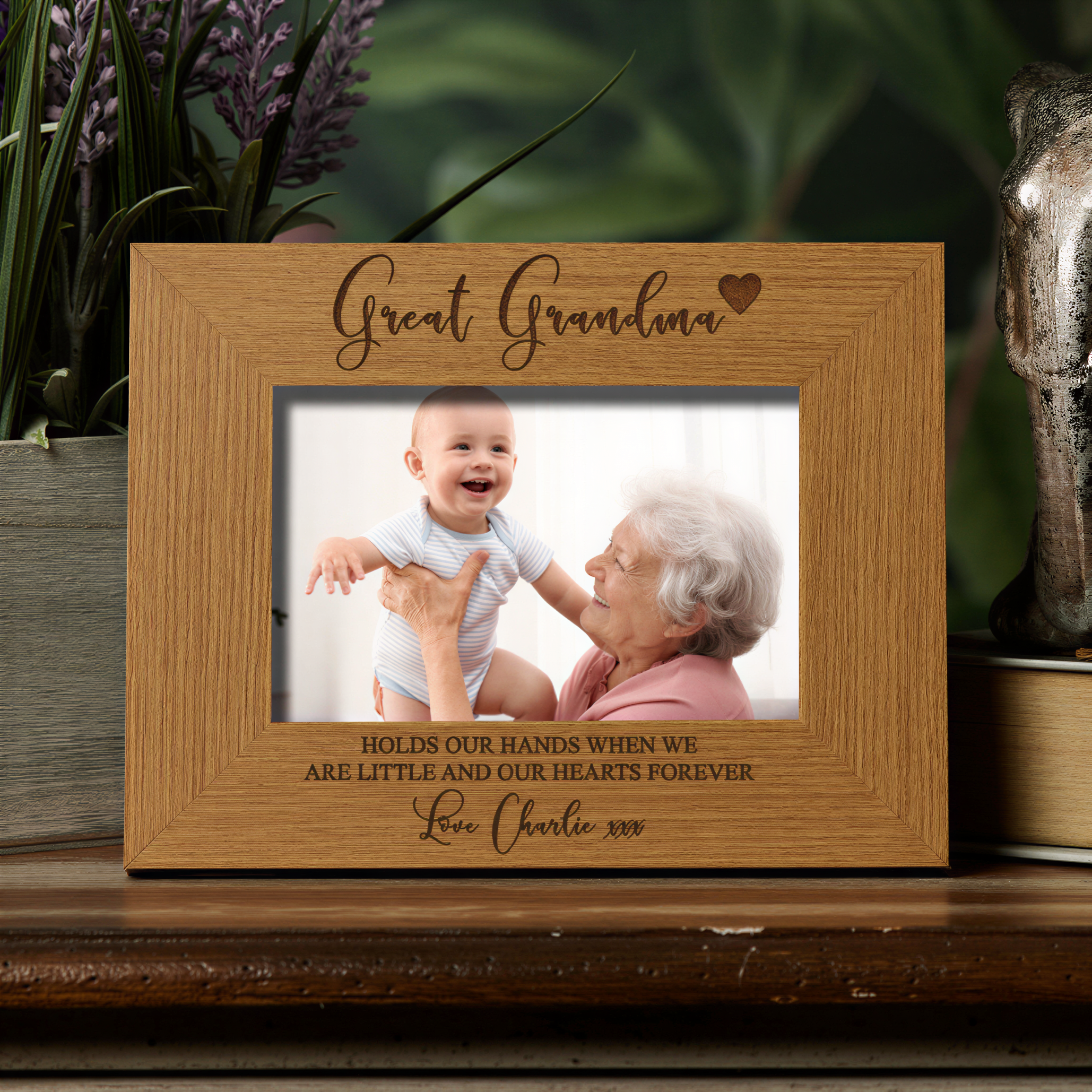 Personalised Great Grandma Wooden Engraved Photo Frame Gift Grandma Photo Frame ukgiftstoreonline