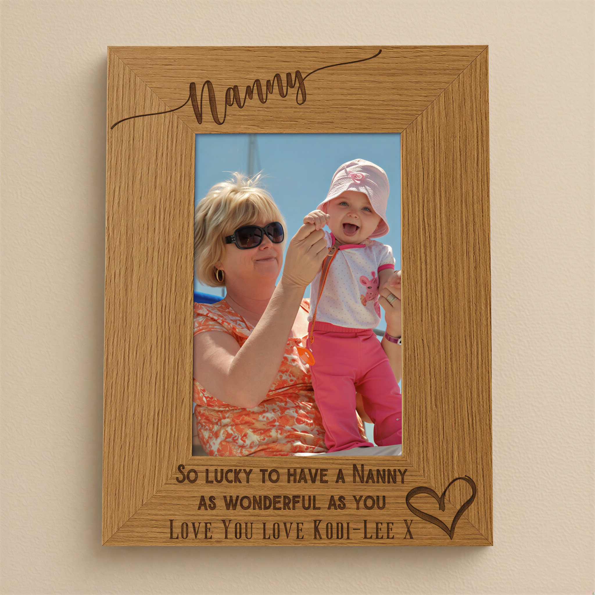 Personalised Nan Love Heart Engraved Portrait Photo Frame Gift personalised photo frames ukgiftstoreonline