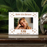 Any Age Personalised White Wood Birthday Photo Frame Gift Stars Design