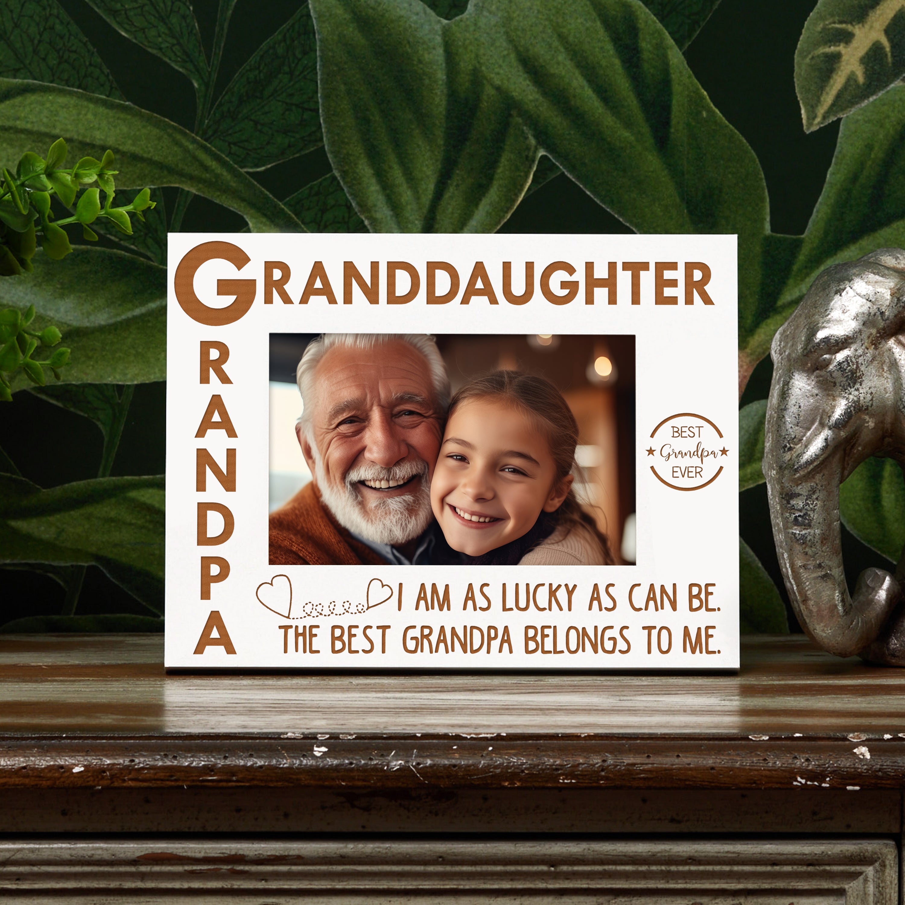 Grandpa and Granddaughter White Wooden Photo Frame Gift Family Photo frame ukgiftstoreonline