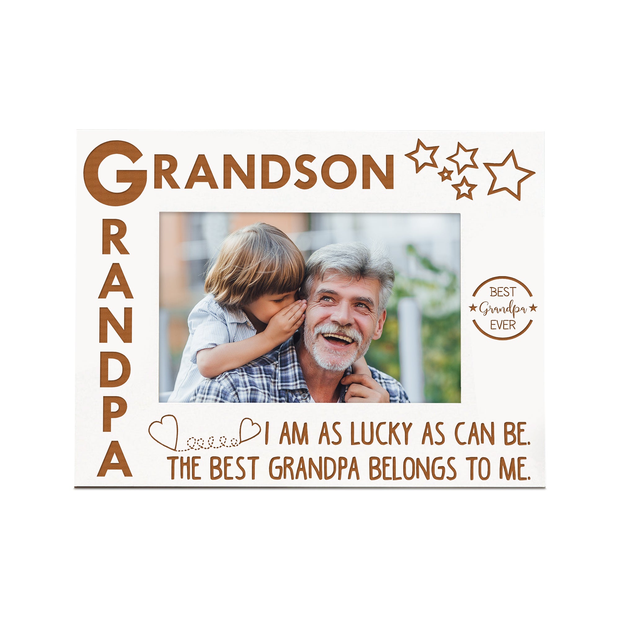 Grandpa and Grandson White Wooden Photo Frame Gift Family Photo frame ukgiftstoreonline