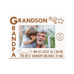 Grandpa and Grandson White Wooden Photo Frame Gift